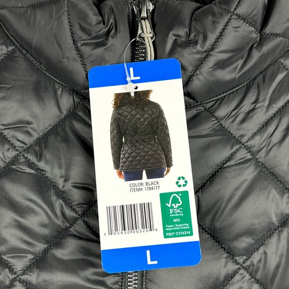 NWT 32 Degrees Heat Women's Full Zip Black Puffer Jacket Quilted | Size L - Picture 13 of 15